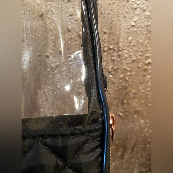 Clear & Black Quilted Crossbody Bag With Rose Gold Tone Zipper (4.25” X 7.5”) - Picture 12 of 16